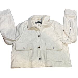 ZARA White Cropped Button Up Jacket Women’s Large Modern‎ Shacket